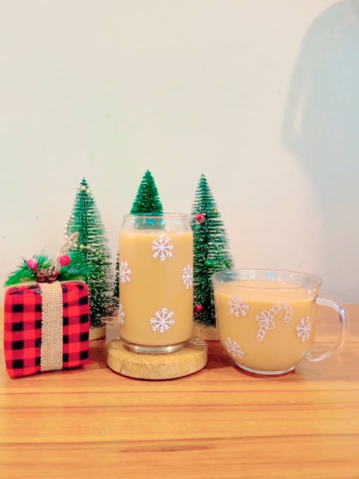 Verre en forme de flocon de neige de 20 oz, boîte de Noël en verre pour la vente par Pink pretty designs