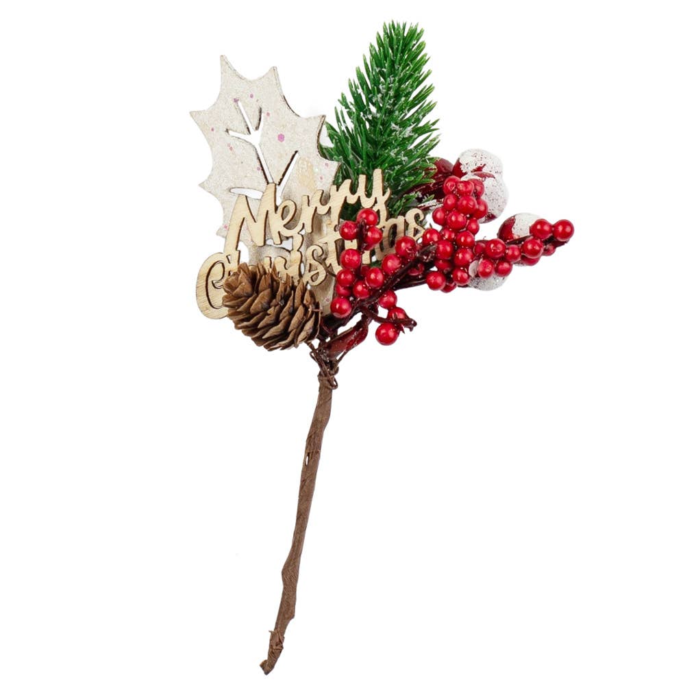 Factory Direct Craft - Wholesale Christmas Decoration - 6" Merry Christmas Holiday Tree and Berry Pick 5