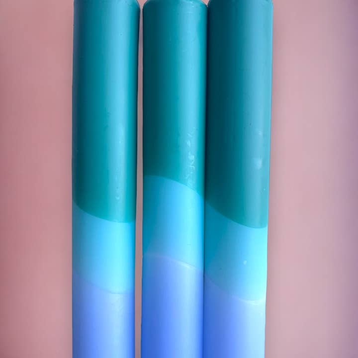 The Colour Emporium - Wholesale Tapered Candle/Candlestick - SAGE SERENITY Dip Dye Dinner Candles Trio