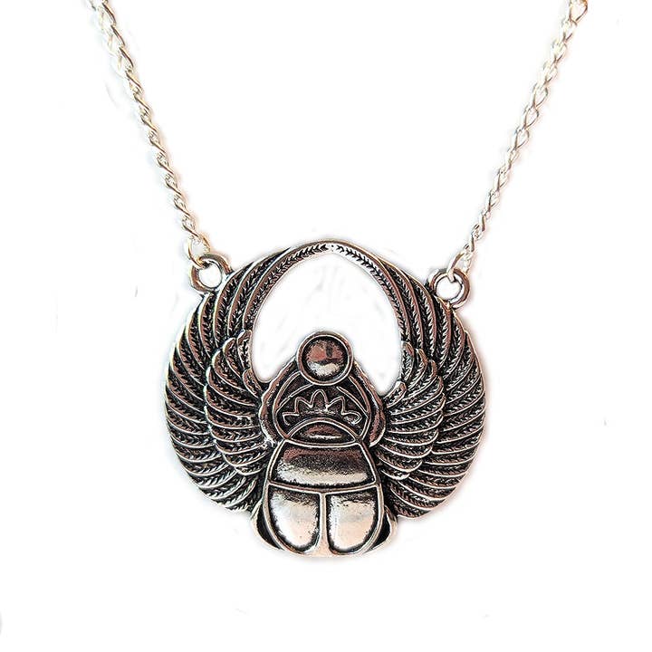 Antique Silver Egyptian Scarab Beetle Vintage Style Necklace for wholesale by Stylish Jewelry Supply