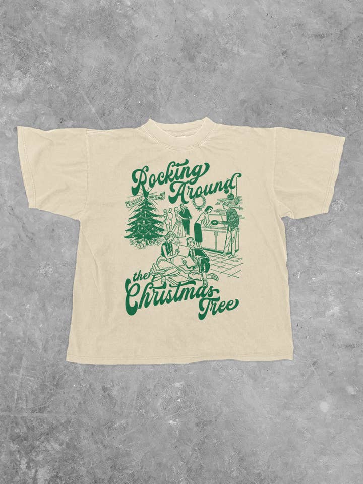 The Clandestine Underground - Wholesale Screen Printed T-Shirt - Women's - Rocking Around the Christmas Tree Boxy Cotton T-shirt2