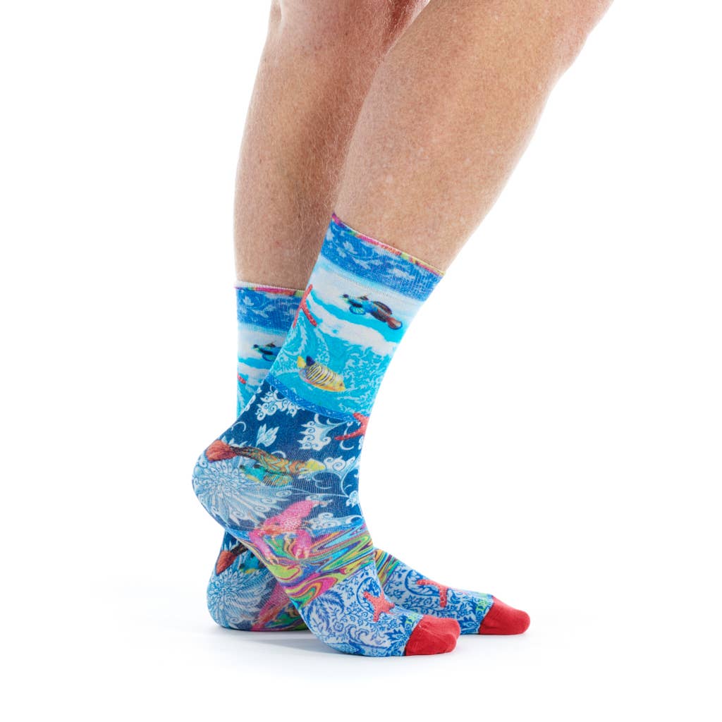 Dub & Drino – wholesale Socks – Women's – AQUARIUM printed bamboo mid-sock0