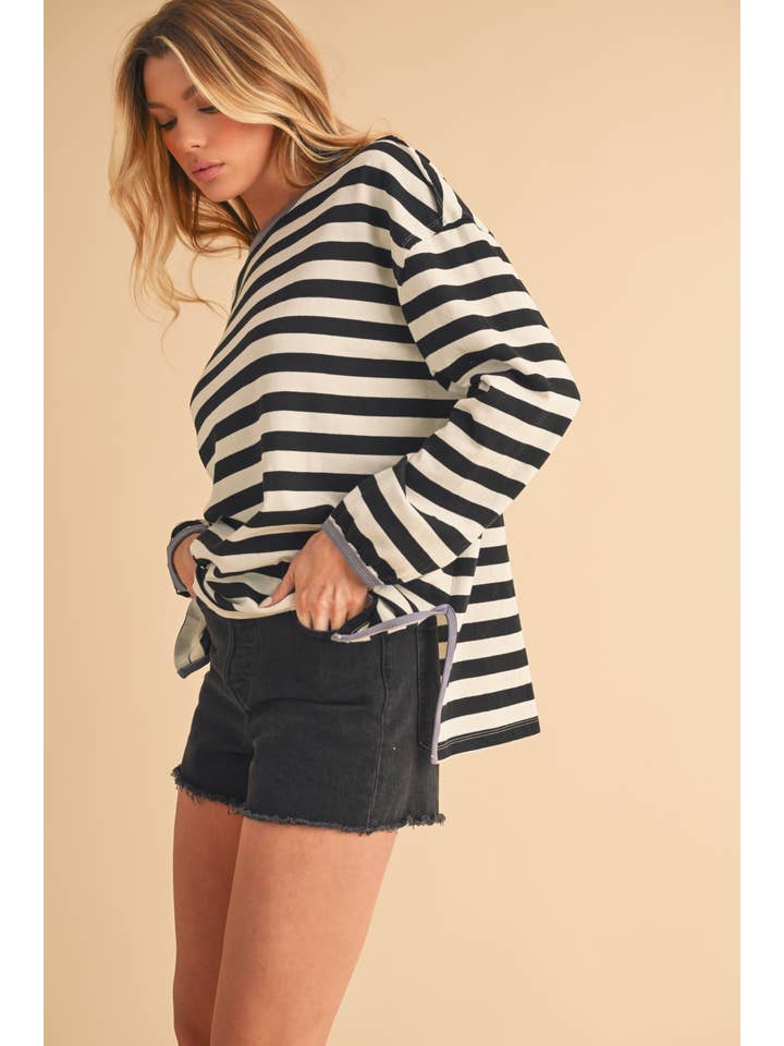 AEMI + CO - Wholesale Knit Top - Women's - 8433FN Onida Stripe Top3