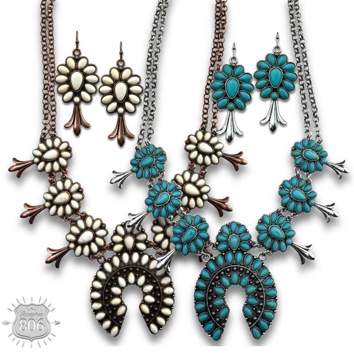 Pink Panache Brands - Wholesale Jewelry Set - Stone squash blossom necklace set - LC3