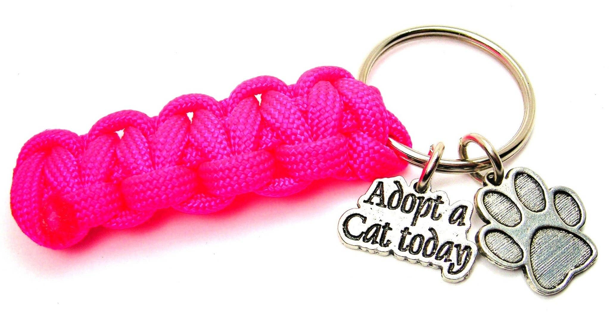 Chubby Chico Charms - Wholesale Keychain - Unisex - Adopt A Cat Today & Paw Print Paracord Key Chain Cat Rescue0