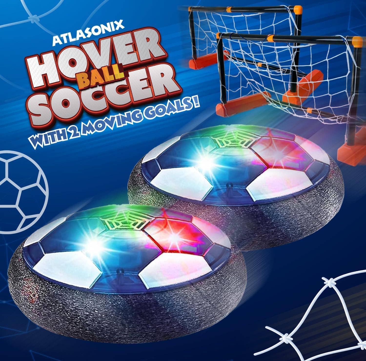 Atlasonix - Vente Jeu de sport – enfant et bébé - Lot de 4 ballons de soccer Moving Goals Hover8