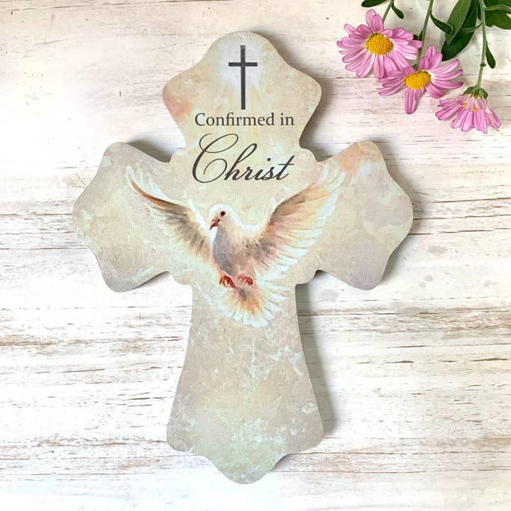 Confirmed in Christ Wooden Cross for wholesale by Glow Decor