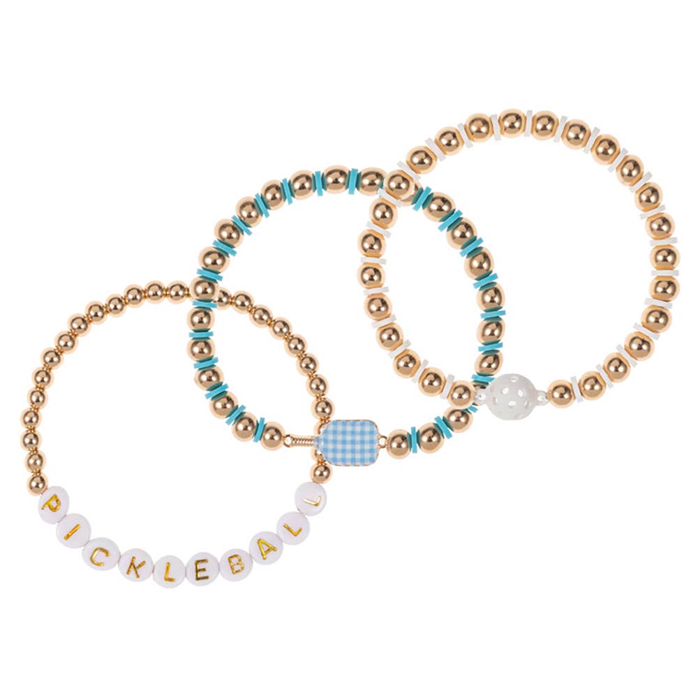 Sensibling Corp. - Wholesale Beaded Bracelet - 3PCS - Pickle Ball Message Enamel Pickleball Paddle Bracelet4