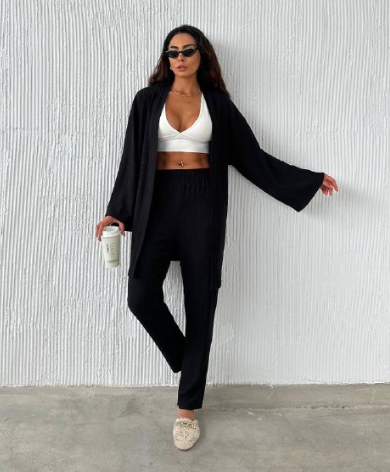 Meyran - Wholesale Top & Pant Set (NOT Loungewear) - Women's - Daily Wear 2-Piece Kimono Set 1