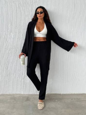 Meyran - Wholesale Top & Pant Set (NOT Loungewear) - Women's - Daily Wear 2-Piece Kimono Set 1