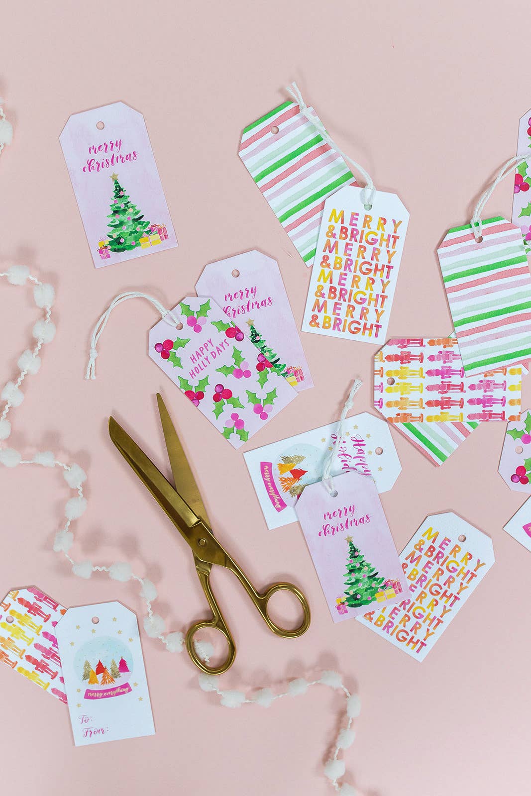 Gert & Co – wholesale Presentetikett – Rosa julgran Holiday Gift Taggar, Uppsättning av 85