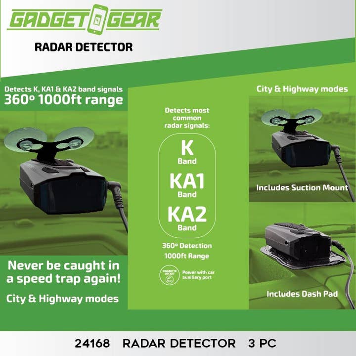 Novelty Closeout - Wholesale Electronic Toy - Kids & Baby - Gadget Gear Radar Detector with 12v Car Port- 3/Pack