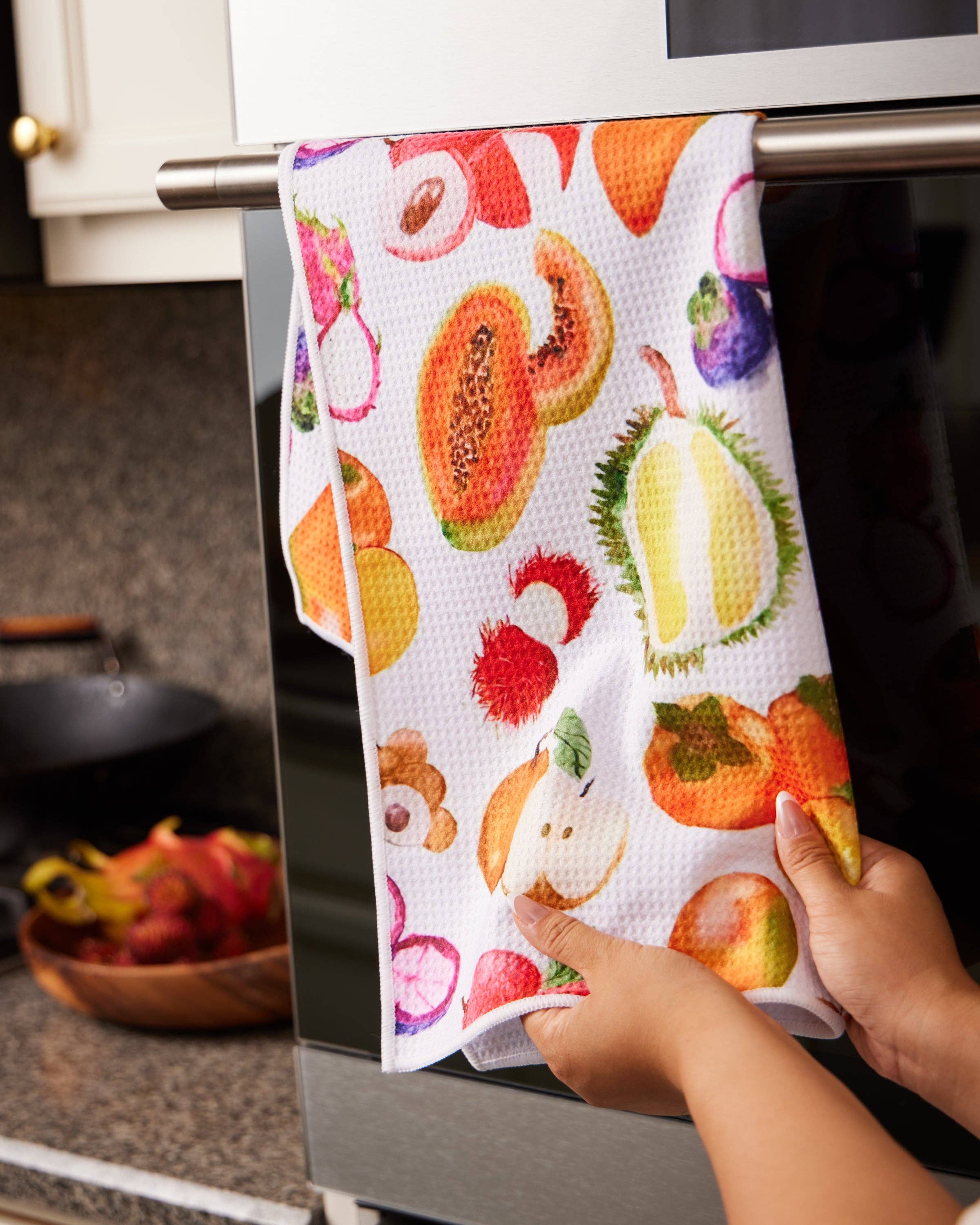 Menmin Made - Wholesale Tea Towel - Asian Fruit Waffle Weave Kitchen Towel1