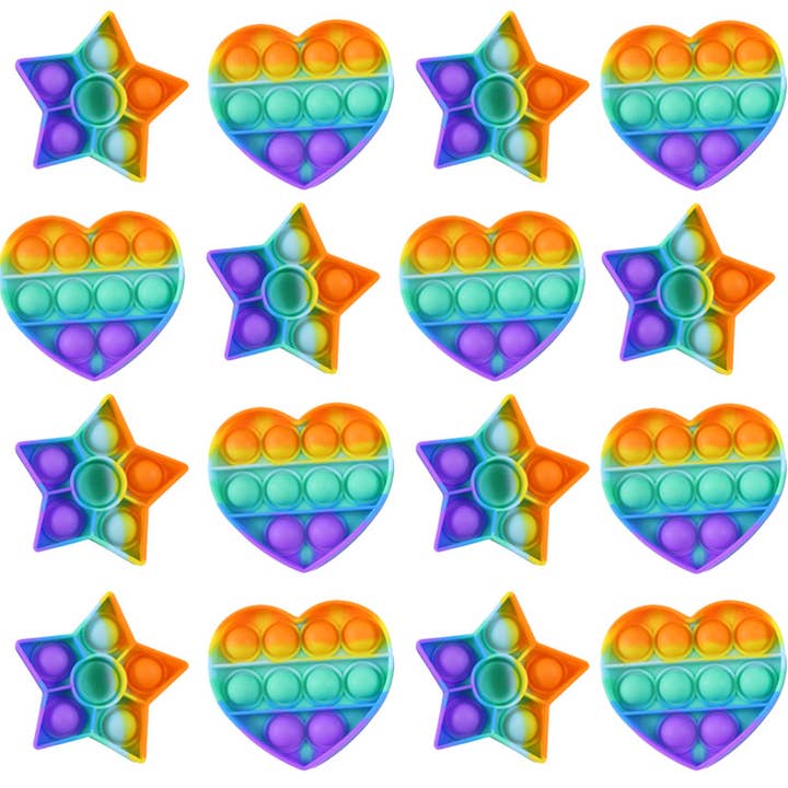 Curious Minds Toys – Engroshandel Fidget - Børn – Rainbow Mini 3 „hjerte og stjerne figurer boble Pop Fidget legetøj6