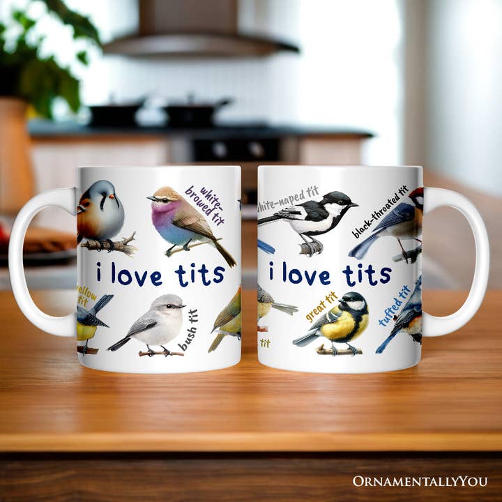 OrnamentallyYou - Wholesale Coffee Mug - Whimsical Bird Tit Gift Mug, Funny Birdwatcher Gift0