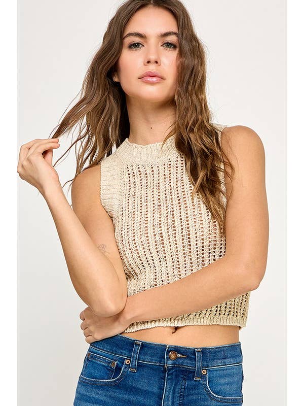 Miss Love - Wholesale Knit Top - Women's - CROCHET SLEEVELESS KNIT TOP