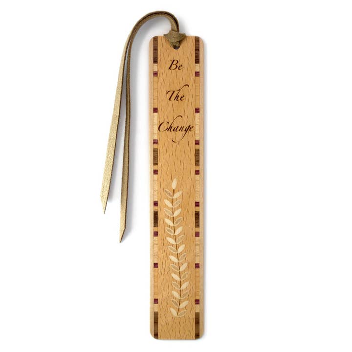 Be the Change Quote Engraved Wooden Bookmark for wholesale by Mitercraft