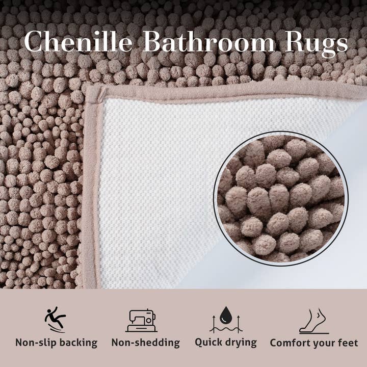 Kasentex - Vendita all'ingrosso Tappetini da bagno - Tappeto da bagno in ciniglia soffice con design geometrico e fondo antiscivolo25