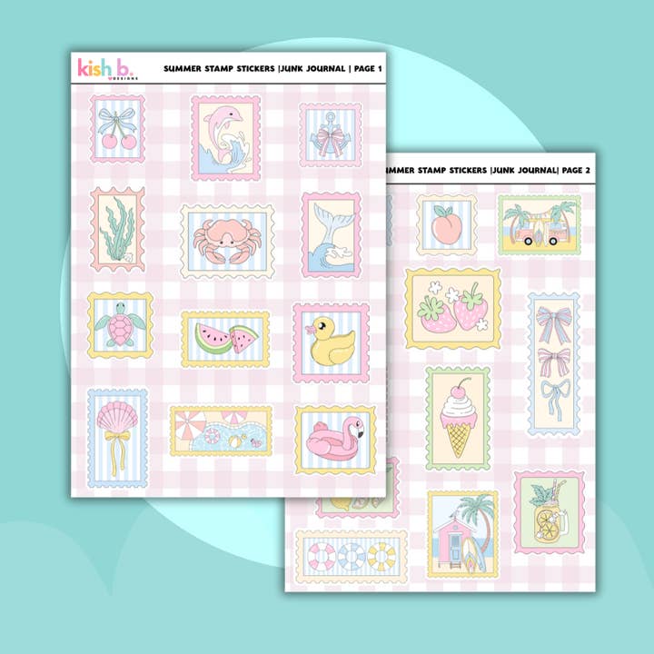Timbre d'été |Journal| Feuille d'autocollants pour la vente par Kish B. Designs