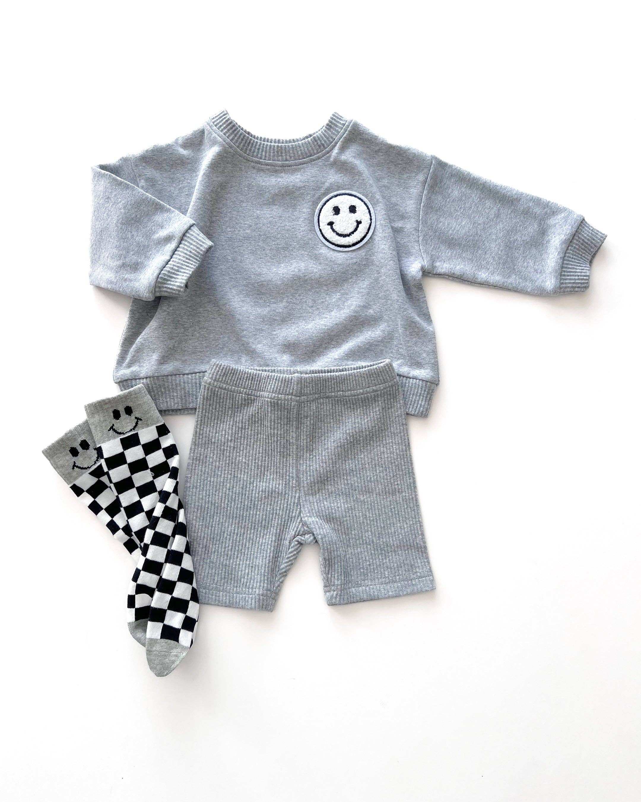 Lucky Panda Kids - Vente Ensemble haut et short – enfant - Ensemble de shorts de motard pour bébés et enfants | Gris8