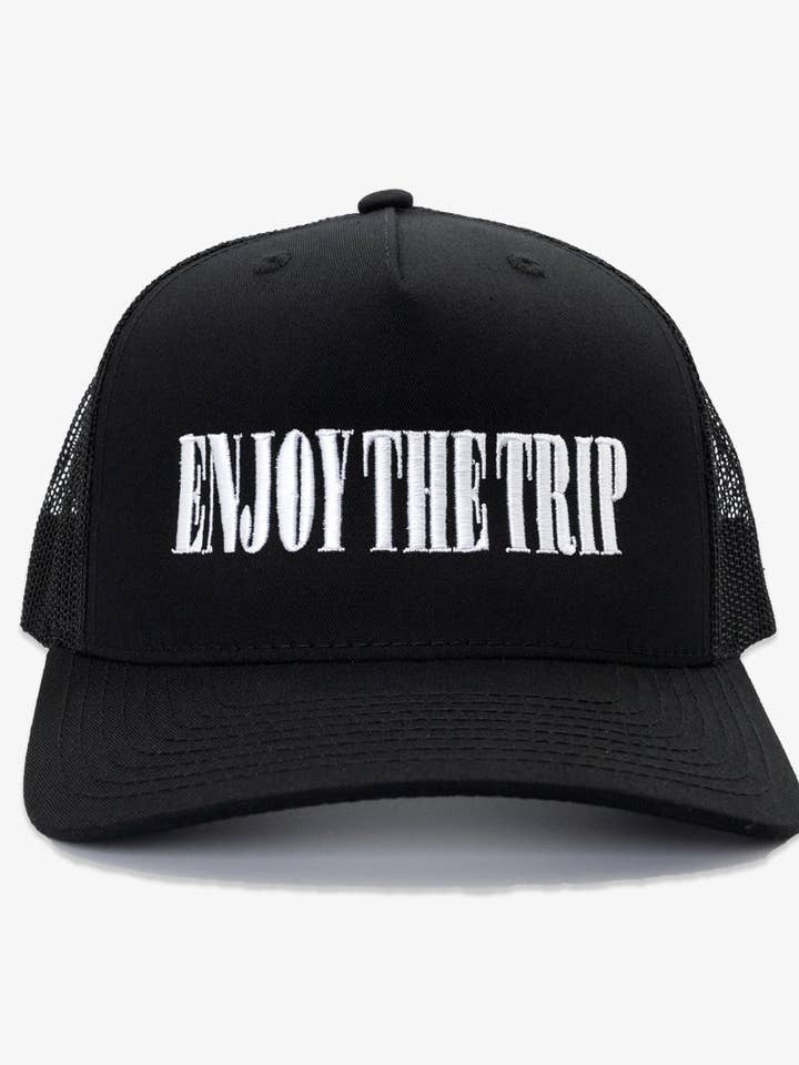 Enjoy the Trip Typeface 5-Panel Trucker - Black for wholesale by Dipped®
