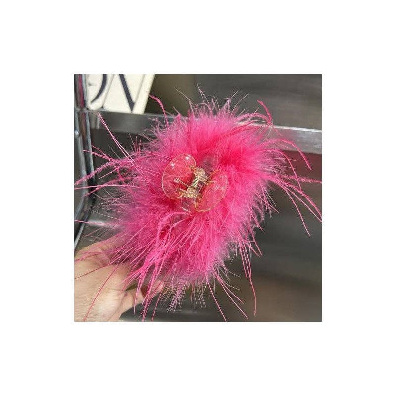 FurDecoration - Wholesale Hair Clip - Women's - Luxurious Genuine Ostrich Feather Large Hair Claw Clip5