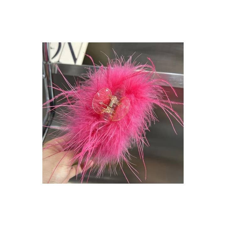 FurDecoration - Wholesale Hair Clip - Women's - Luxurious Genuine Ostrich Feather Large Hair Claw Clip5