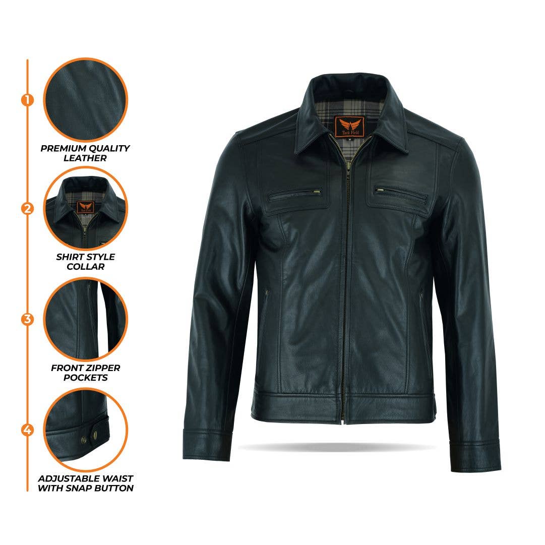 Tackfield - Wholesale Leather Jacket - Men's - Phoenix Men's Classic Jacket Premium Cow Aniline Leather2
