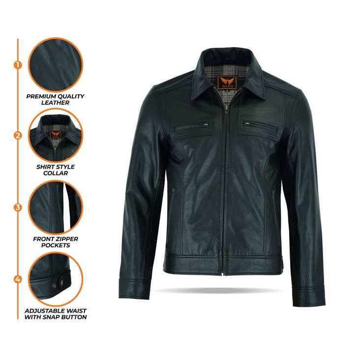 Tackfield - Wholesale Leather Jacket - Men's - Phoenix Men's Classic Jacket Premium Cow Aniline Leather2