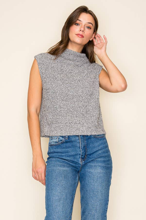 Tres Bien, Inc - Wholesale Tank Top - Women's - MOCKNECK S/L COZY KNIT CROP TOP5