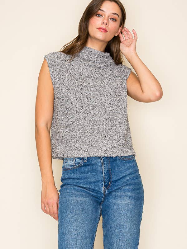 Tres Bien, Inc - Wholesale Tank Top - Women's - MOCKNECK S/L COZY KNIT CROP TOP5