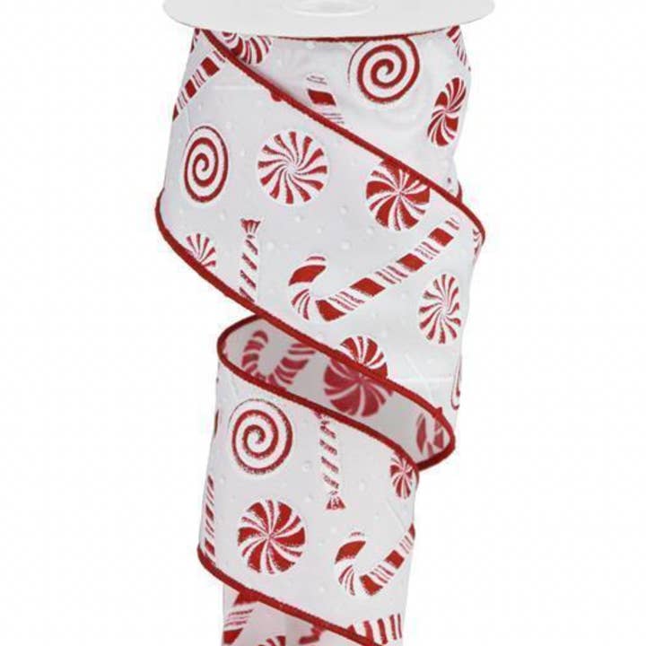 2.5"X10YD CANDY CANE PEPPERMINT RIBBON for wholesale by Dunn Deals