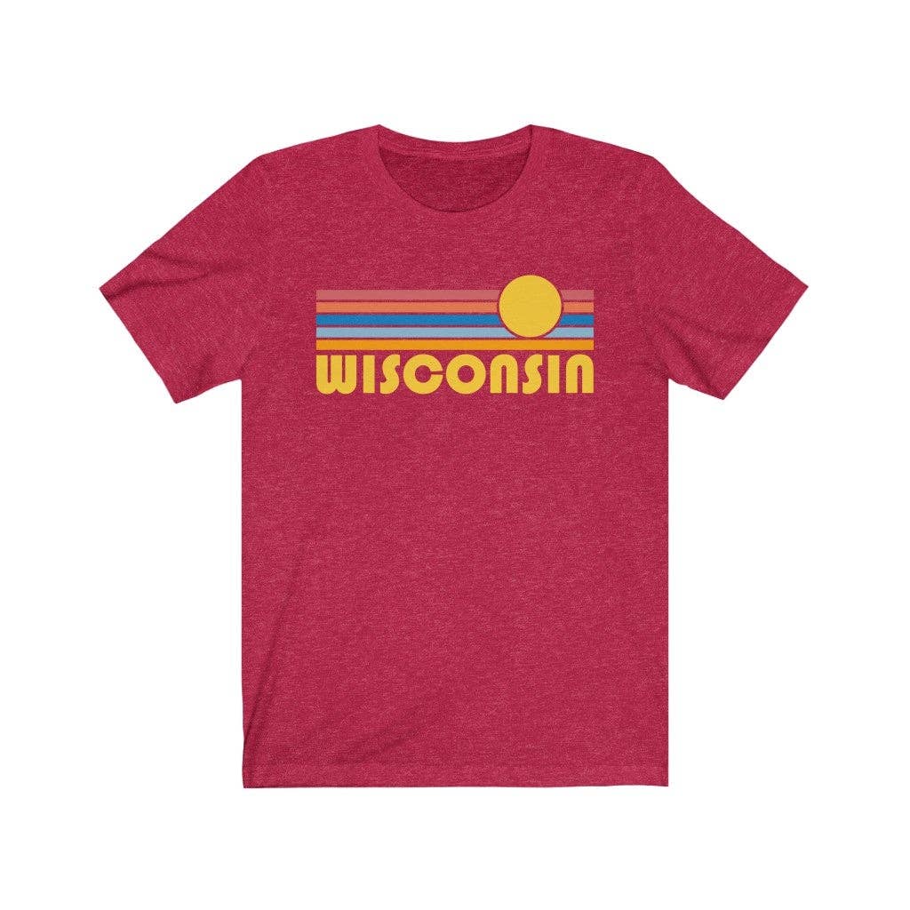 Hey Mountains - Wholesale Screen Printed T-Shirt - Unisex - Wisconsin T Shirt, Retro Sunrise Unisex Graphic Tee7