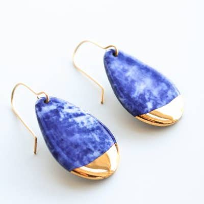 Teardrop Marble Porcelain Earrings for wholesale by Rozenthal Ceramics SIA