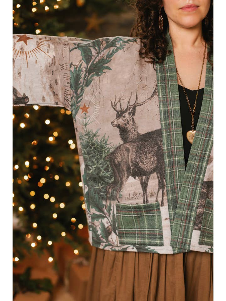 Market of Stars - Wholesale Cardigan - Women's - Winter Wish Christmas Fleece Cottage Cardigan Kimono Jacket
