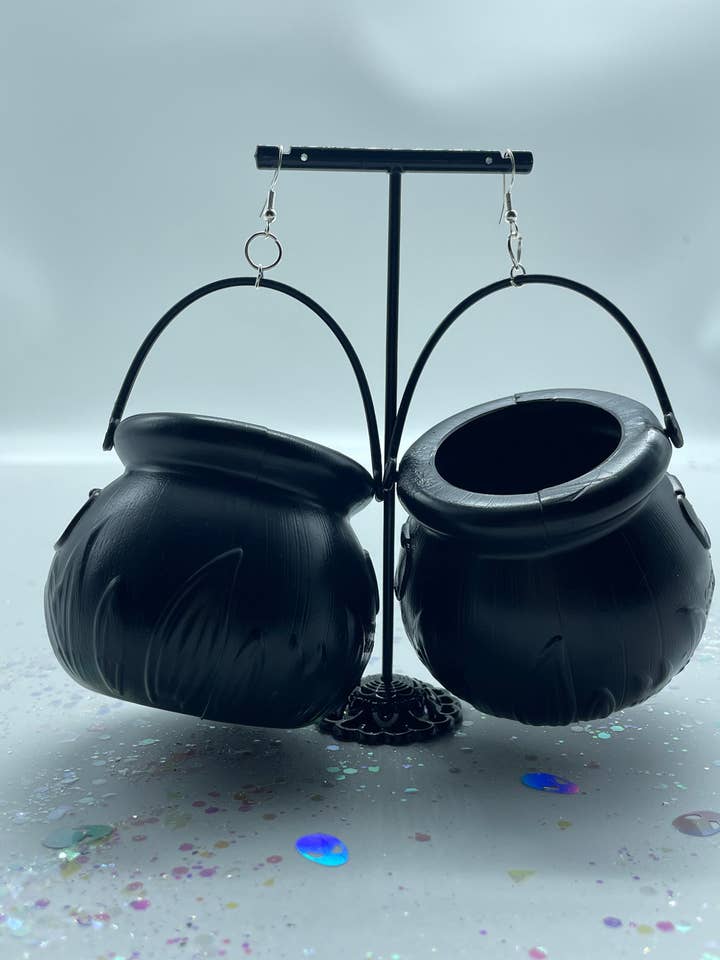 Double, Double Toil & Trouble! Mini Witches Cauldron Bucket Earrings!! Available in gold or silver findings! Halloween Earrings Galore!! for wholesale by R59Creates