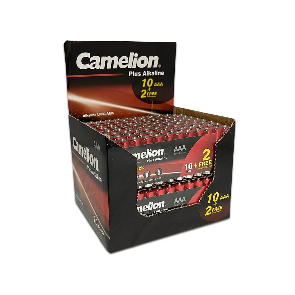 Camelion Battery - Wholesale Retailer display – Paper & novelty - AAA Plus Alkaline 10+2 Pack Counter Display of 20
