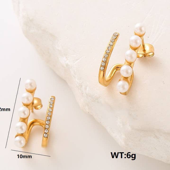 1 Pair Stainless Steel Inlaid Stud Earrings for wholesale by Gooddiy