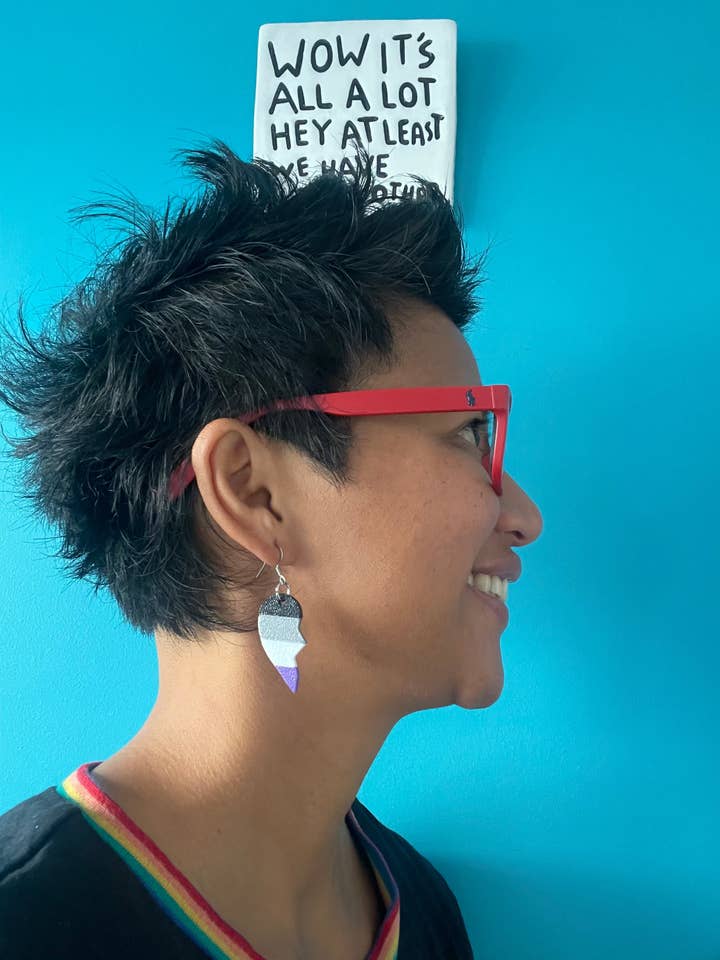 ASEXUAL BFF PRIDE 3D LGBTQ+ Drop / Dangle Earrings for wholesale by Two Brides Presents