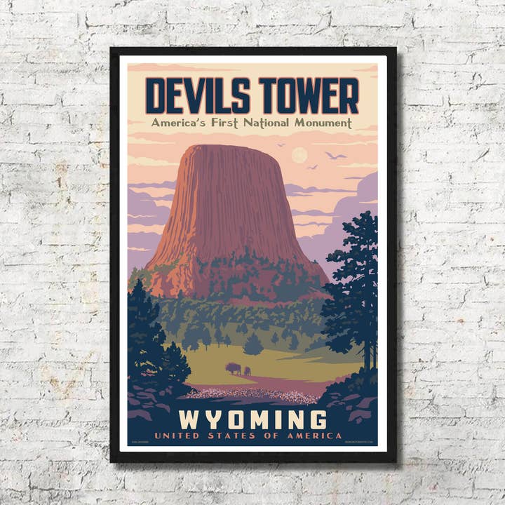 Devils Tower Wyoming Wall Art & Home Decor for wholesale by Red Robot Design & Illustration