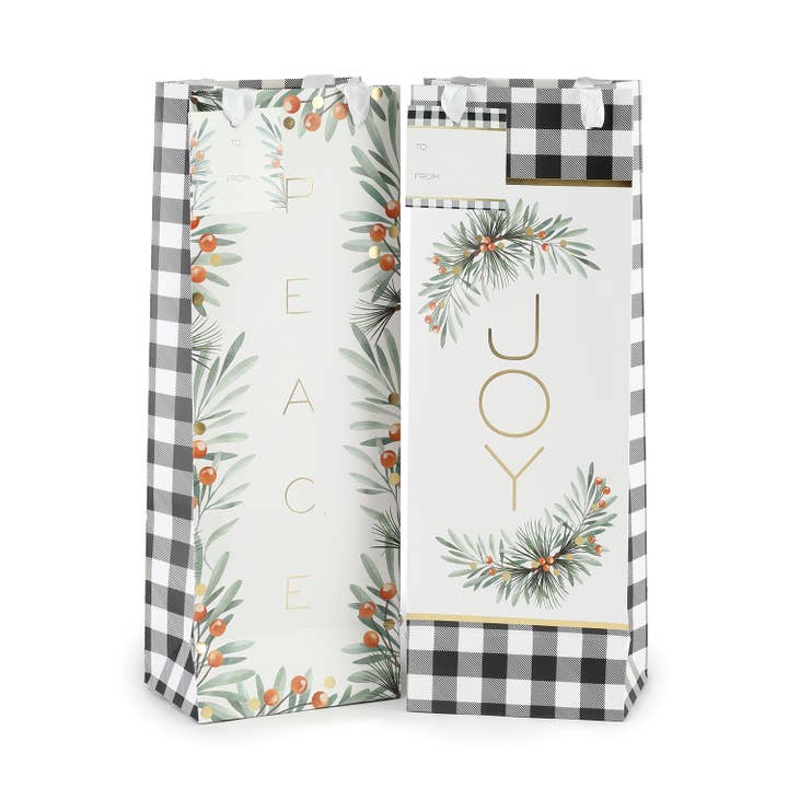 Farmhouse Greenery Wine Bag Set for wholesale by Masterpiece Studios