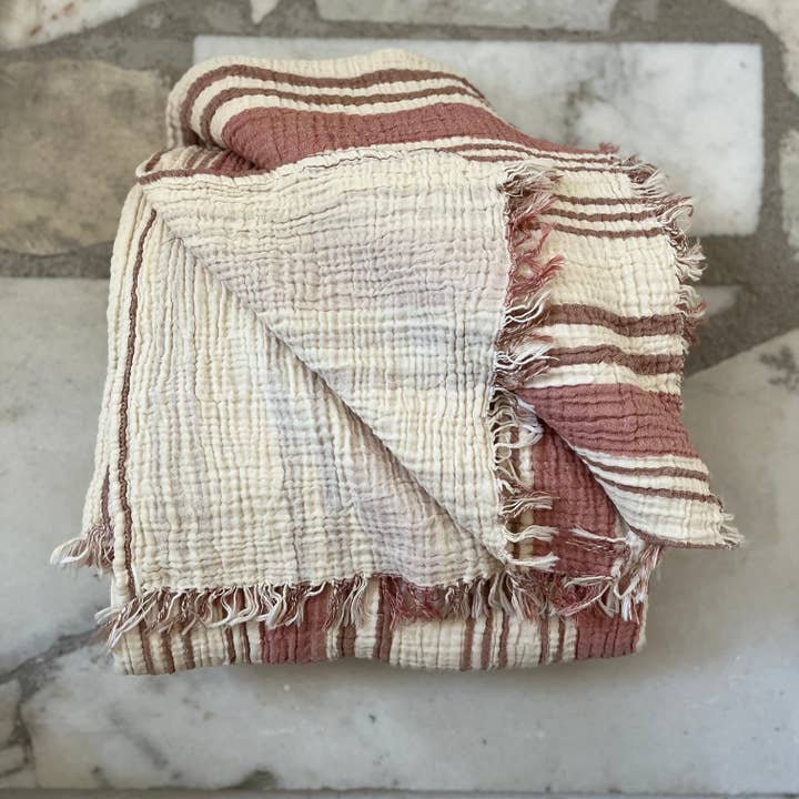 loom.ist - Wholesale Throw blanket - Muslin Striped Blanket14