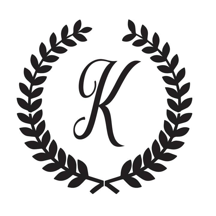 Laurel Leaf-Script K- 10 Mil Mylar Reusable Stencil for wholesale by GoStencil