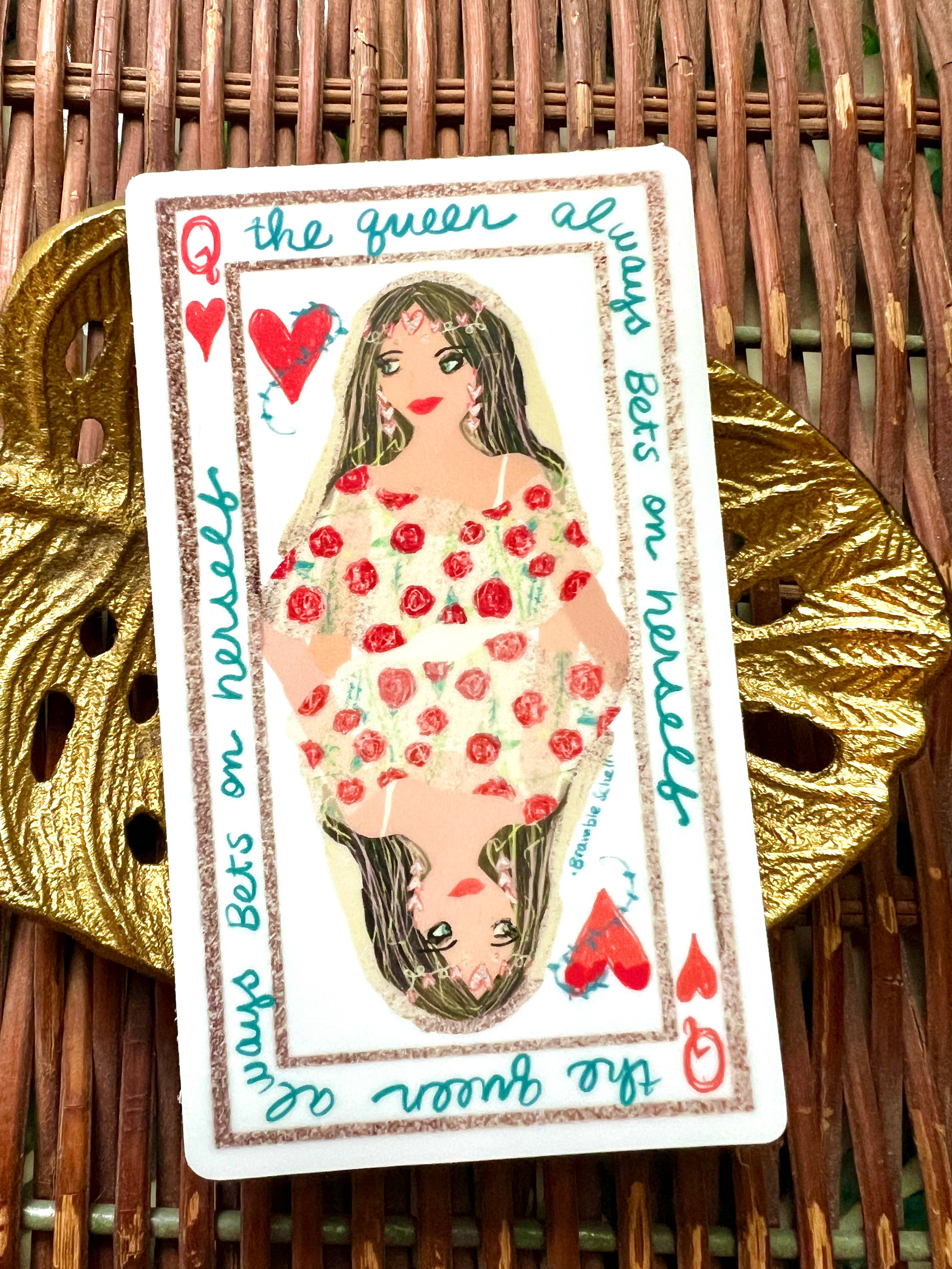 Bramble Schell Studio - Wholesale Sticker - Queen of Hearts Hand-Lettered Vinyl Sticker1