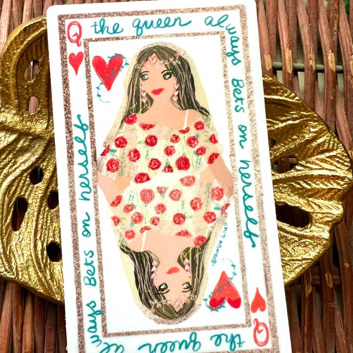 Bramble Schell Studio - Wholesale Sticker - Queen of Hearts Hand-Lettered Vinyl Sticker1