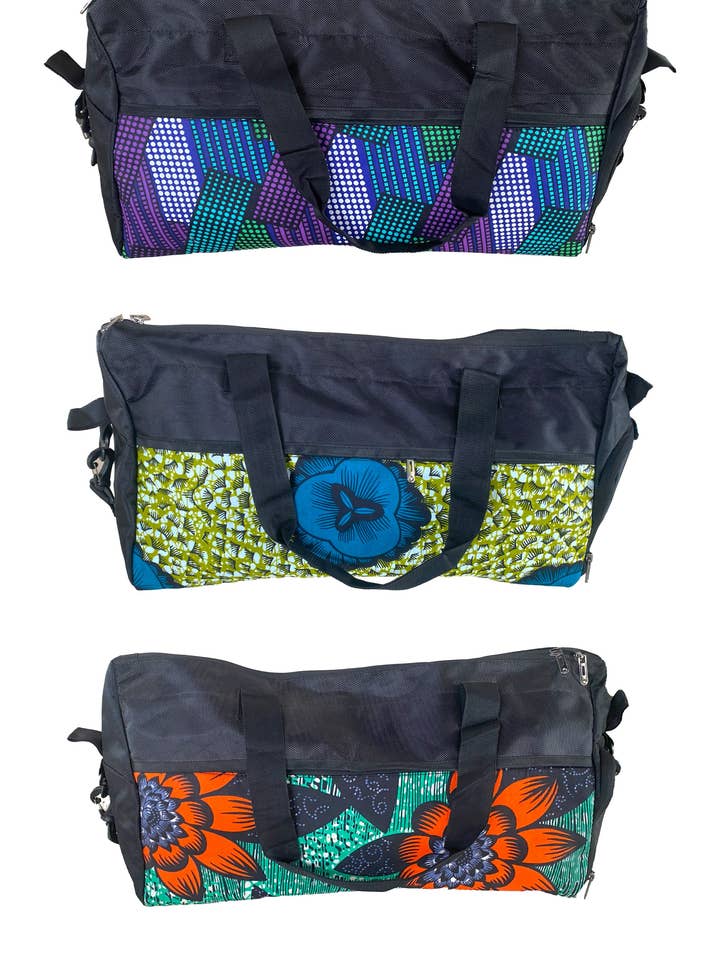 Borsa da Viaggio con Stampa Africana | Borsa da Palestra (Confezione da 3 Pezzi) per la vendita all'ingrosso da parte di Satsuma Wholesale