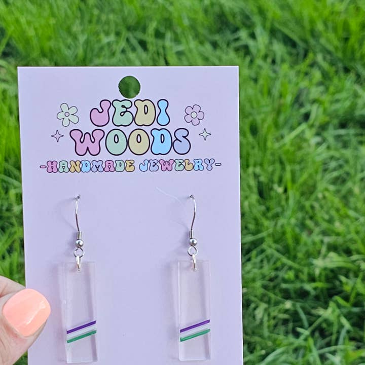 Subtle Genderqueer Arylic Pride Earrings for wholesale by Jedi Woods LLC