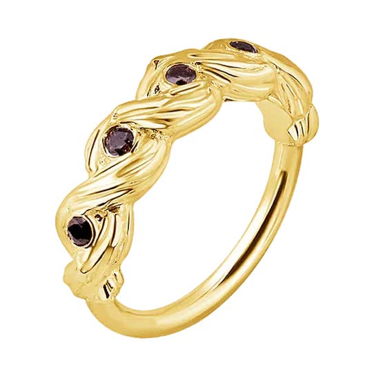 Ashvine Seamless Ring – 14K Gold Five-Gem Arc Design for wholesale by Piercing-zone