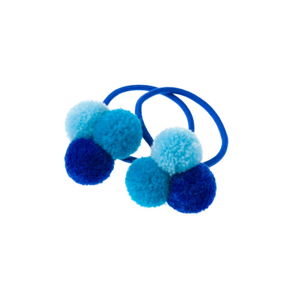 PomPom Galore – Engroshandel Hårbånd - Dame –  Pom Pom Hair Elastic Trio Blue1