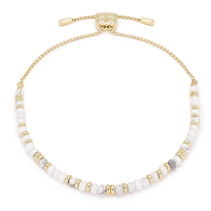 Mystical White Howlite Bracelete Gemstone Ouro por atacado de Boho Betty